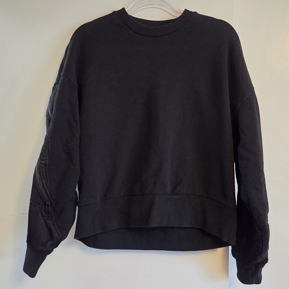 ALLSAINTS Peggy Zip Black Slouch Sleeve Relaxed Fit Sweatshirt Medium - Picture 3 of 11